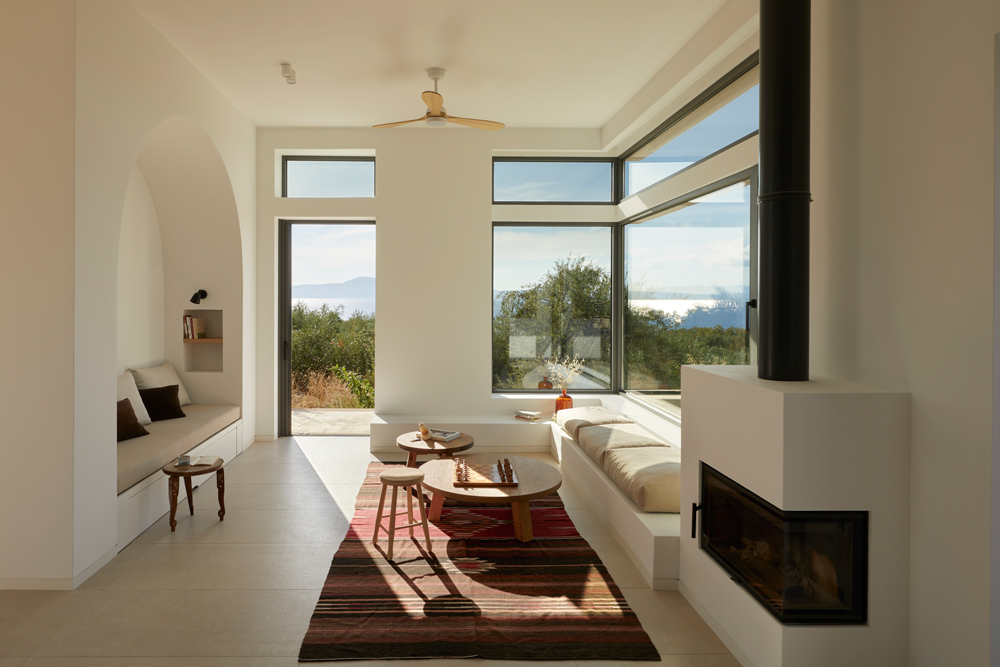Evening light washing the Messinian house
