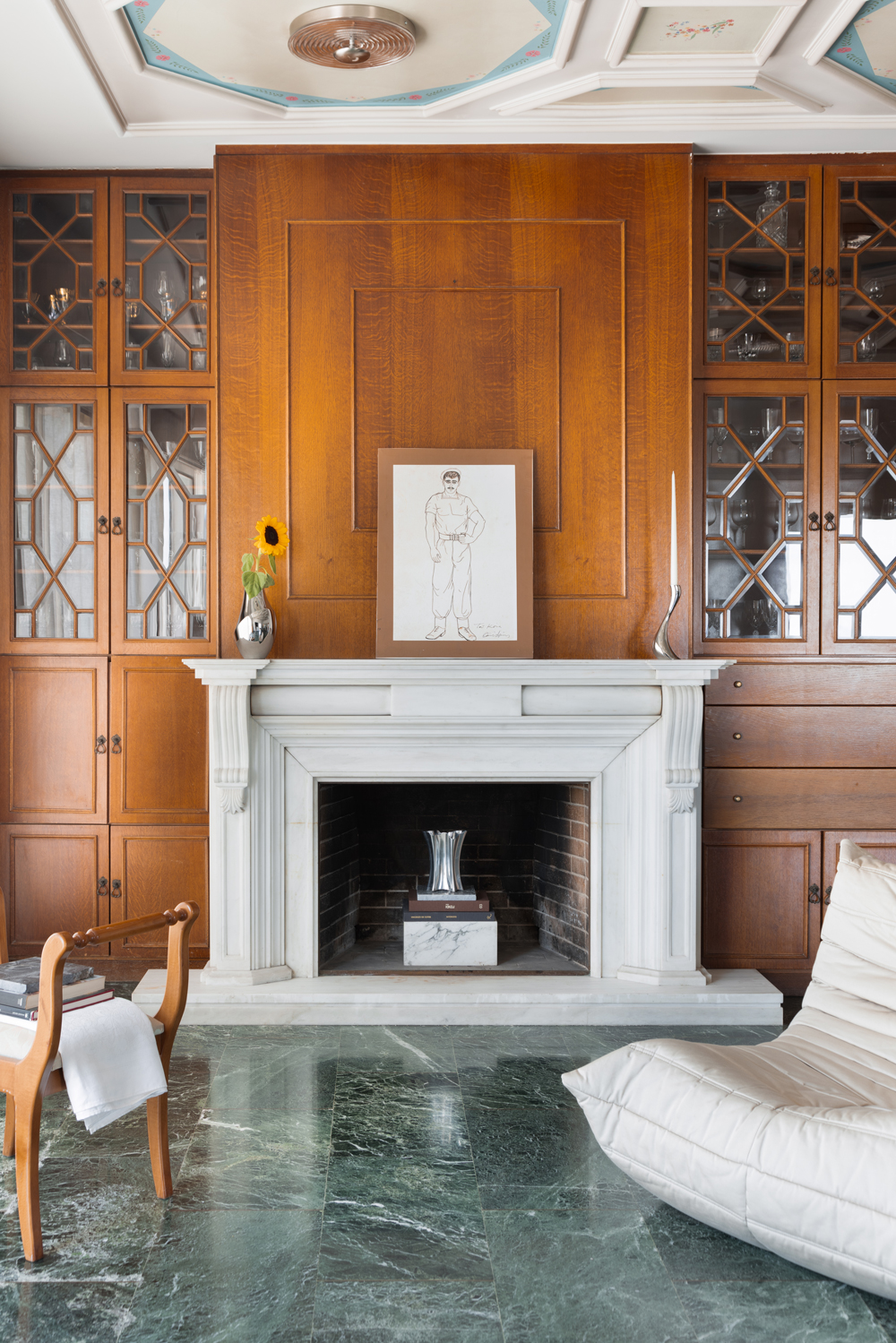 1960s house marble fireplace