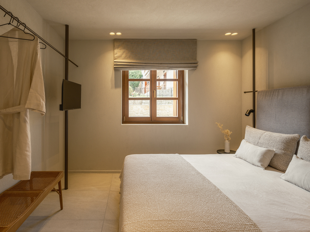 Bedroom with oak window