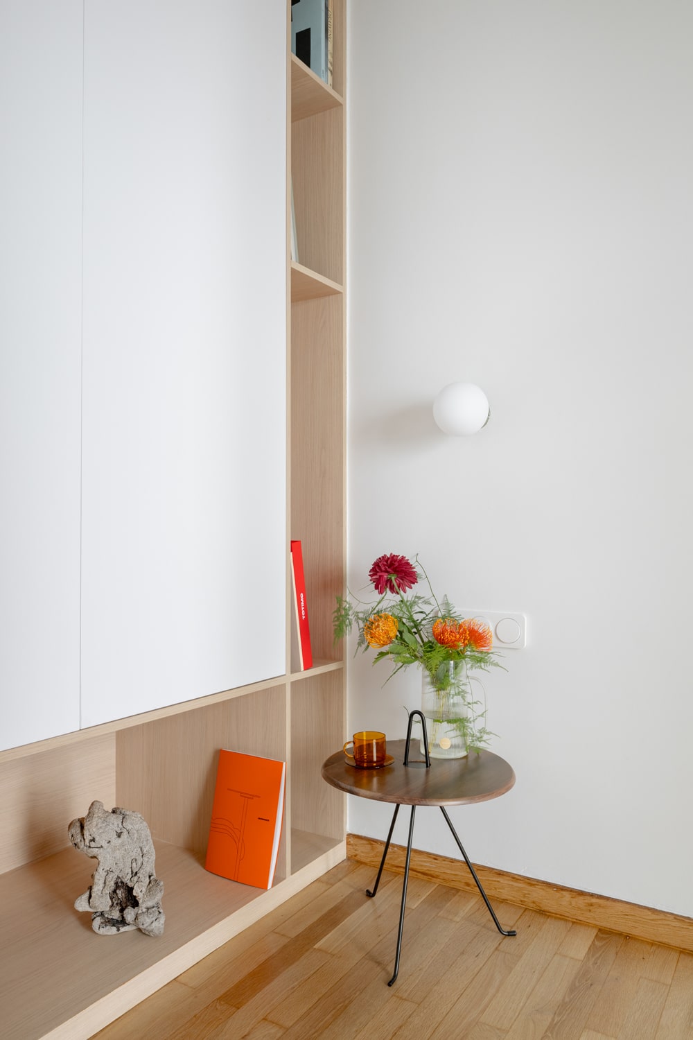 The bedroom was relocated to the brightest part of the apartment.