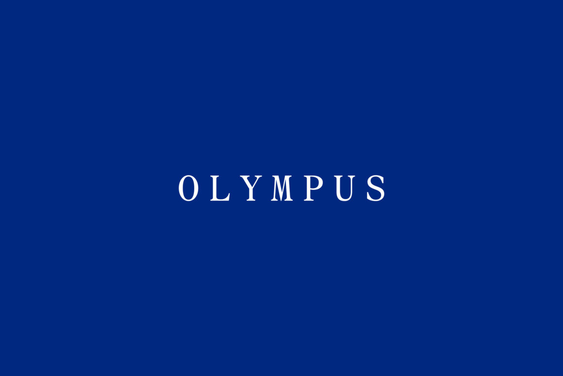 Visual identity for Olympus restaurant featuring circular graphic elements and blue colour palette