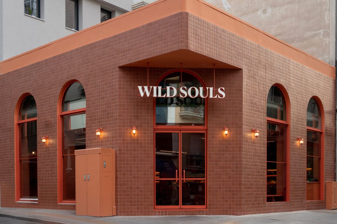 Exterior view of the Wild Souls eatery in Kolonaki, Athens, designed by Studiomateriality.