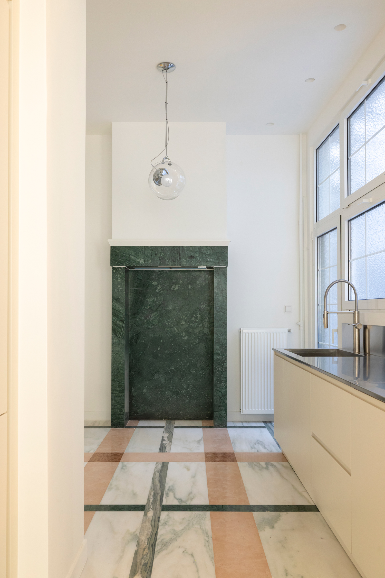 Apartment In Kolonaki Reworked With Marble Mosaics And Stainless Steel Photo Inspiration