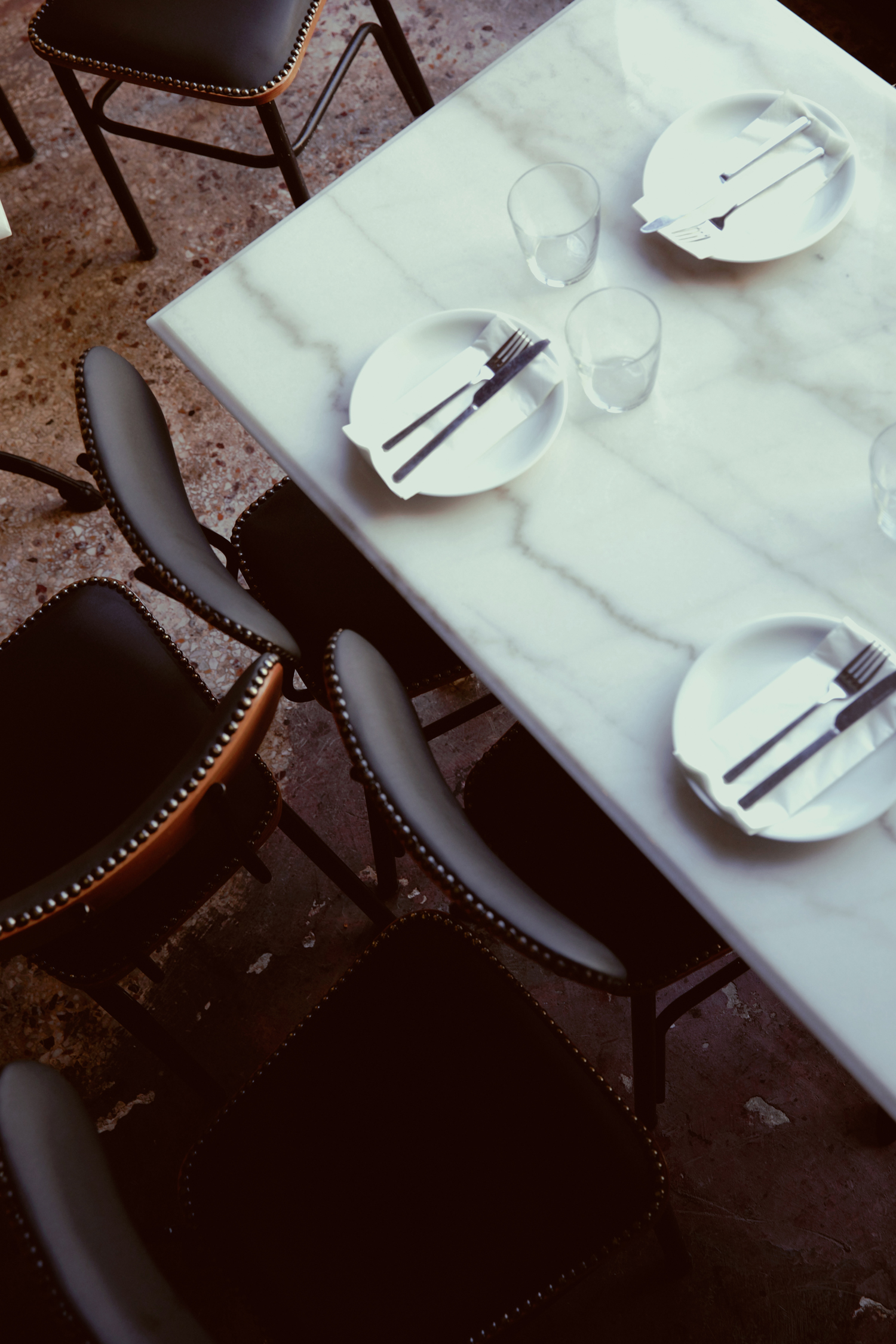 Rustic dining table at Athos