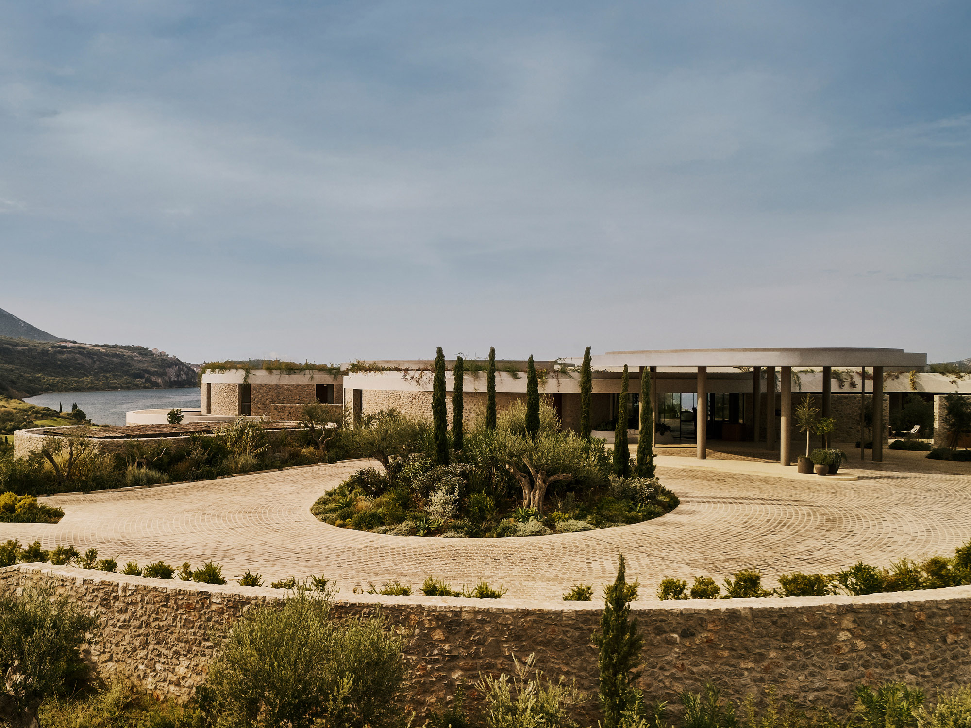Landscape view showing the resort’s low-rise architecture embedded into the terrain
