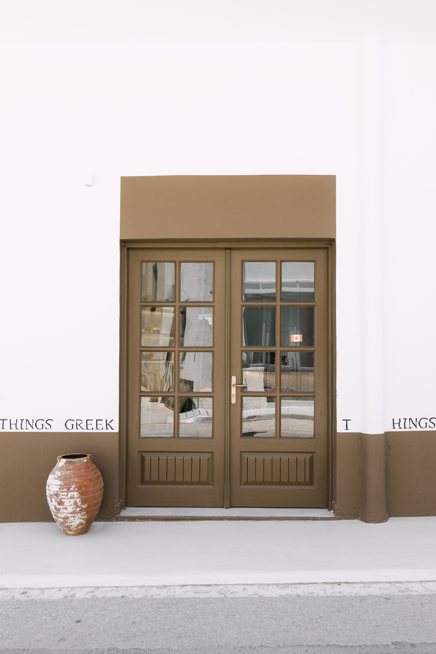 Exterior entrance of Greek Things concept store and bar in Naxos.